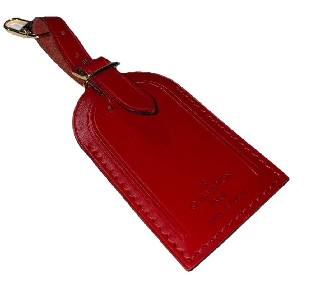 Louis Vuitton Red Calfskin Leather Tag Goldtone Handware France